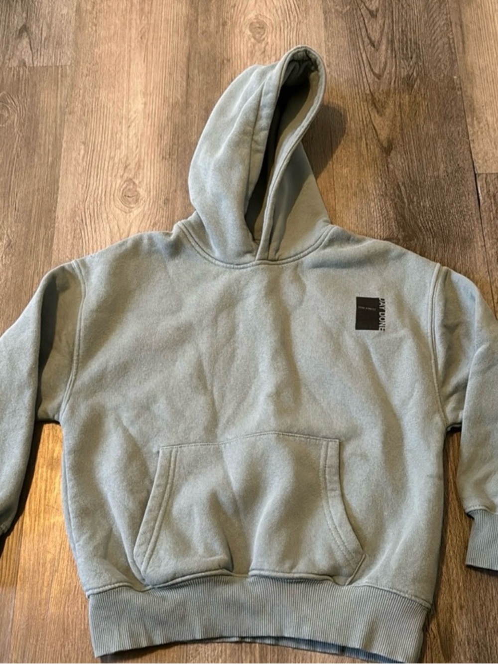 Zara Light Sage Green Kids Hooded Sweatshirt with Chest Patch